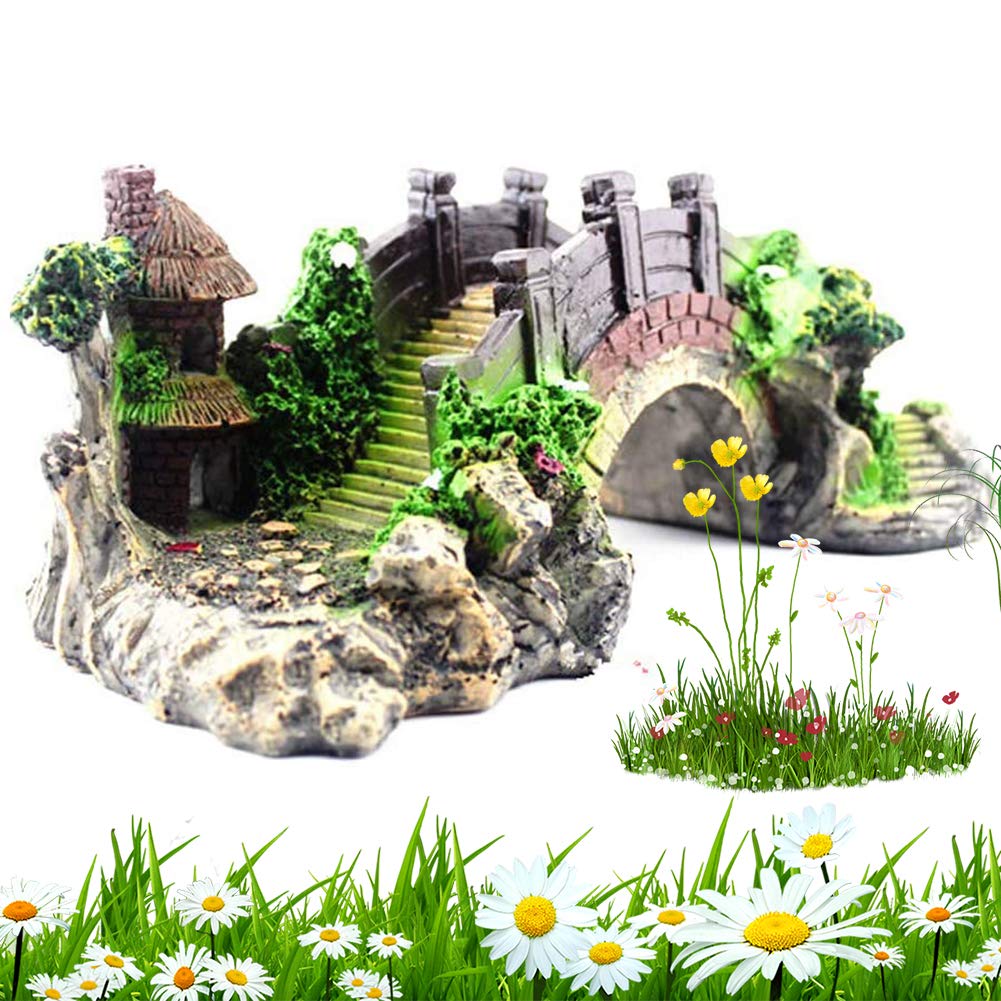 BETOY Aquarium Ornament Bridge, Resin Arch Bridge Bridge Decoration for Aquarium Fish Tank Bridge Landscape Used for Home, Aquarium Decoration, Fish Tank, Terrace, Fish Pond,5x19x8.5cm