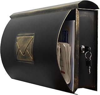 Wand Briefkasten Wandbriefkasten Postkasten Mailbox mit Zeitungsrolle Zeitungsfach Zeitungsbox/Gold