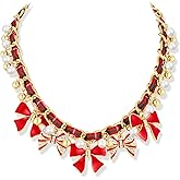 FAUTHENTICUTE Christmas Necklace For Women Chrismas Light Bulb And Snowflake Choker Necklace Christmas Tree Candy Wine Glass Pendant Necklace