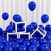 FOTIOMRG 120pcs 5 inch Royal Blue Balloons, Small Royal Blue Latex Party Balloons Helium Quality for Birthday Graduation Baby Shower Baseball Nautical Wedding Party Decorations (with Blue Ribbon)
