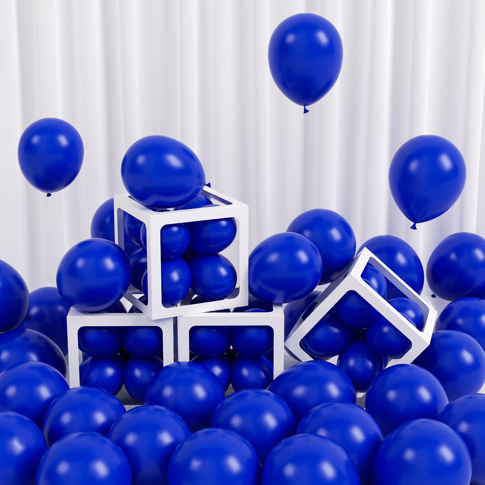 Photo 1 of FOTIOMRG 120pcs 5 inch Royal Blue Balloons, Small Royal Blue Latex Party Balloons Helium Quality for Birthday Graduation Baby Shower Baseball Nautical Wedding Party Decorations (with Blue Ribbon)
