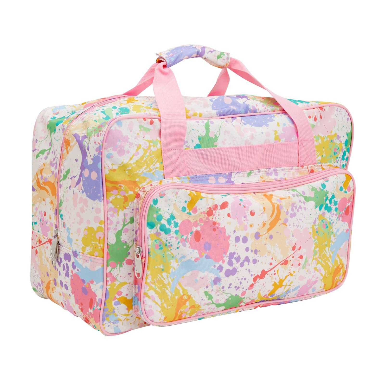 Bright Creations Pastel Watercolor Sewing Machine Carrying Case - Universal Tote Travel Bag Accessories Organizer Compatible with Most Standard Machines (18.1 x 9.4 x 12.2 Inch)