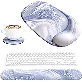 Ospelelf Wrist Rest for Keyboard and Mouse Ergonomic Mouse Pad with Wrist Support Memory Foam Wrist Rest for Computer Keyboard,3-in-1 Gel Mouse and Keyboard Pad for Office Silver