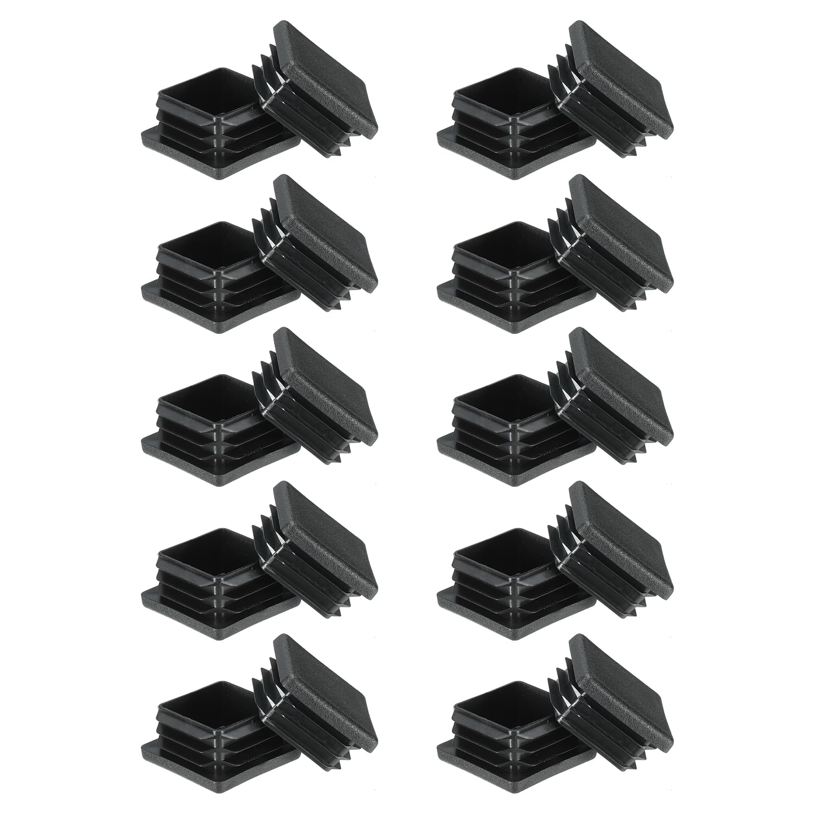 PATIKIL Square Plastic Hole Plugs 1.5inch, 20 Pack Tubing Insert End Cap for Square Metal Tubing Furniture Chair Leg Fence Post Pipe, Black