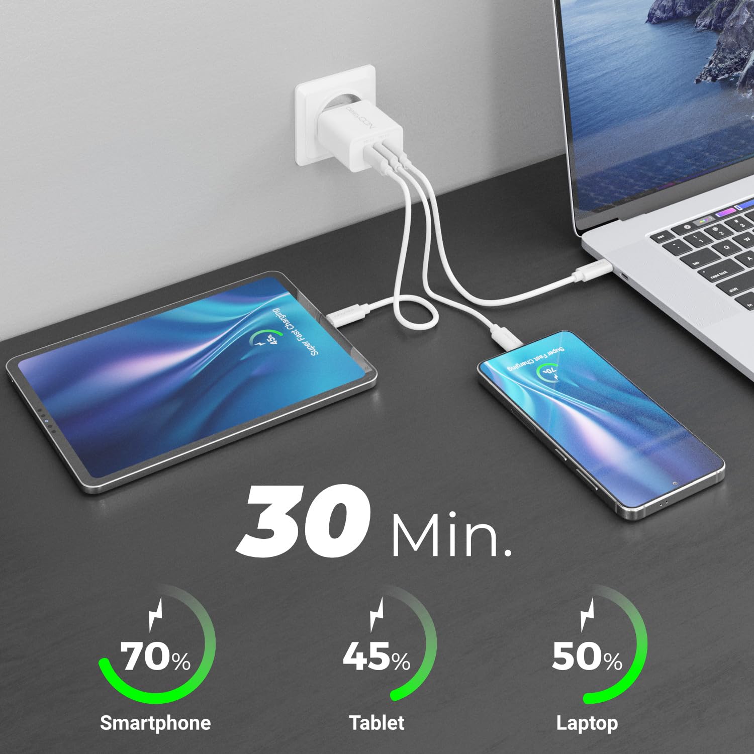 deleyCON 1m USB C Kabel USB3.2 Gen2 (10 Gbit/s + 100W Fast Charge) Ladekabel Datenkabel für SDD HDD Apple iPhone 17 16 15 Pro Max Air Galaxy S26 S25 S24 S23 iPad MacBook iMac Tablet Switch PS5 Weiß 2