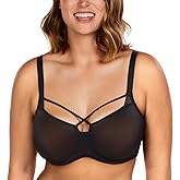 HSIA Women Sheer Mesh Bra, Plus Size Minimizer Bras Underwire Unlined See Through Demi Bras for Large Breast