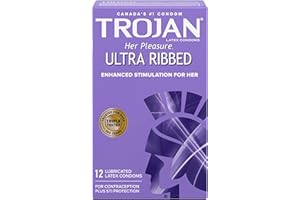 TROJAN Her Pleasure Ultra Ribbed Lubricated Latex Condoms, Feel the Pleasure & Not the Condom, Enhanced Stimulation and Pleas