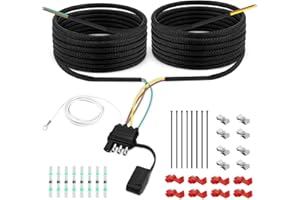 YIBEICO 30FT 4 Pin 5 Wire Trailer Wiring Harness Kit,18AWG Pure Copper Wires with Tinned Ends to Prevent Wear, for Connection of Tail Lights, Brake Lights and Turn Signals(30FT)