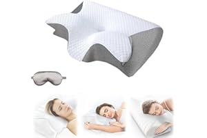 Sleep Apnea Pillow, Cervical Pillow for Sleep Apnea and Snoring, Ergonomic Contour Memory Foam Pillow with Cooling Cover (Gra
