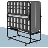 Spryygo Folding Bed with 5 Inch Mattrees, 75"x38" Rollaway Beds for Adults | Heavy Duty Metal Frame Foldable Bed with Wheels for Twin Size Portable Bed for Guest Easy assemble and Storage Space Saving