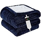 Qieryun Heated Blanket Electric Full, Soft Flannel Heating Blanket with 8 Hours Auto Off 10 Fast Heating Levels Machine Washable Sherpa Heated Blanket with Overheating Protection