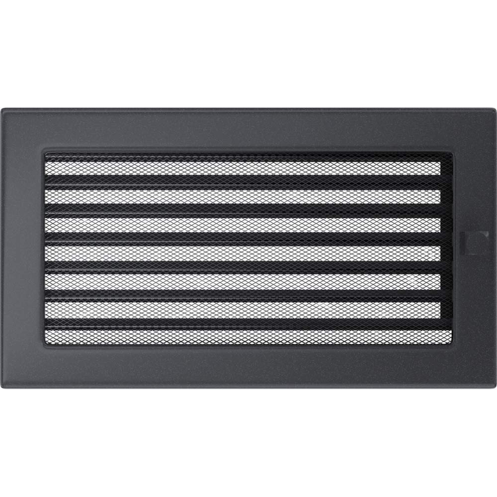 Kratki Ventilation Grille Fireplace Grille 17 cm x 30 cm Graphite with Blinds