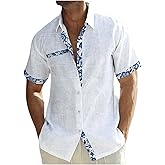 SOLY HUX Men's Short Sleeve Hawaiian Shirts Button Down Floral Print Vacation Beach Tops