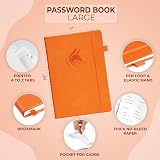 Clever Fox Password Book with Alphabetical Tabs Orange Large 60-Day view 2