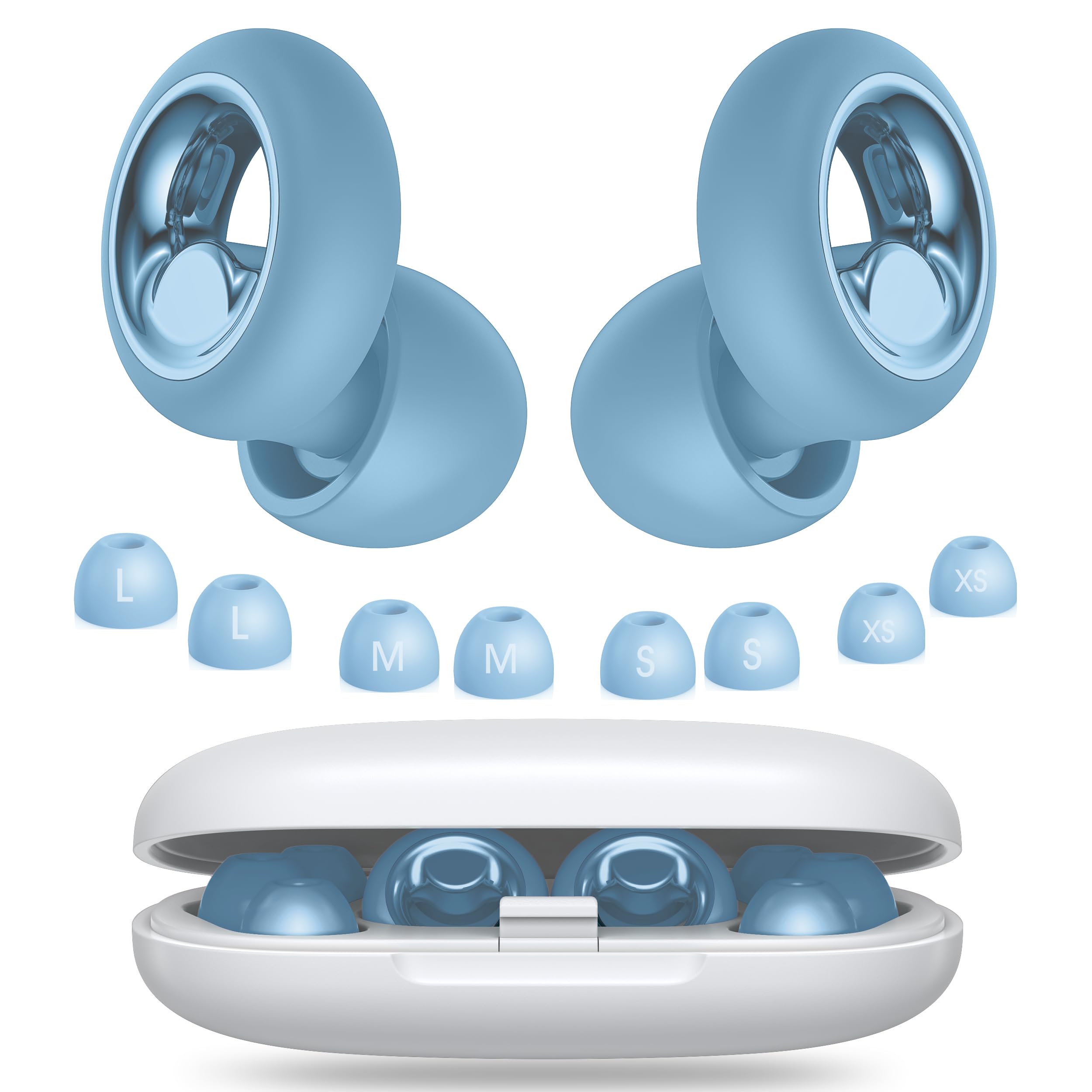 Photo 1 of Vosaf Ear Plugs for Sleeping Noise Cancelling, Soft Ear Plugs for Concert, 45dB Reusable Ear Plugs for Noise Reduction with 8 Ear Tips, Silicone Hearing Protection Earplugs for Sleep, Work(Blue)