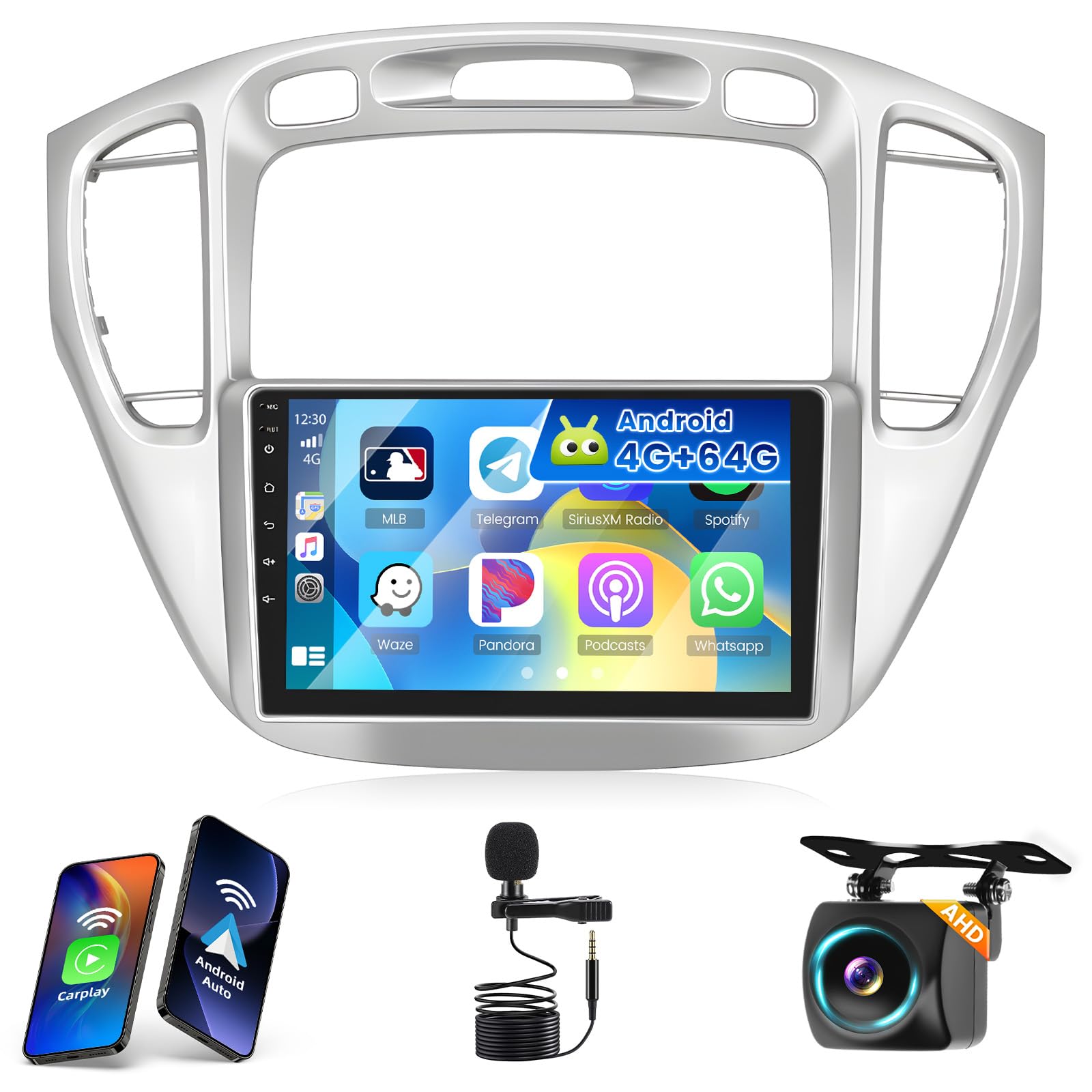 Photo 1 of [4+64G] Hikity Android 15 Car Stereo for Toyota Highlander 2000-2007 with Wireless Carplay Android Auto, 9'' IPS Touch Screen Radio Bluetooth Mirror Link GPS WiFi SWC AI DSP/FM/RDS/32EQ Backup Cam+Mic