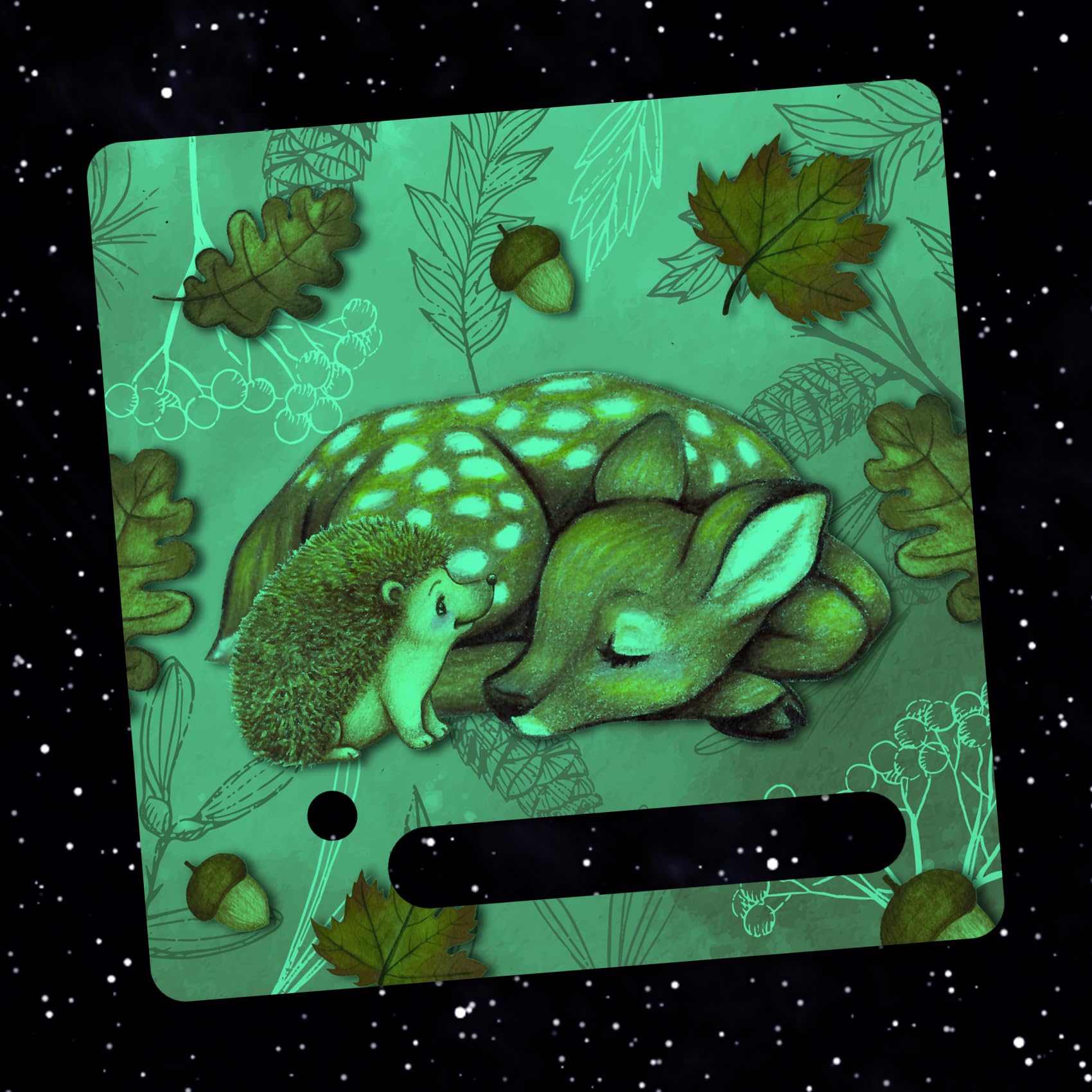 yabaduu Protective Film Cover for Toniebox Perfect Fit Self-Adhesive Child-Friendly Film Accessories for Children Toys (Y031-43 Autumn Hedgehog Deer, Glow in the Night)