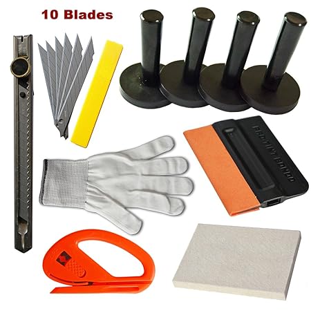 Ehdis New Installation Tool Kit für Auto-Auto-Glasschutzfolie installieren Fahrzeug Pro Windschutzscheibe Film Wrap Scraper A