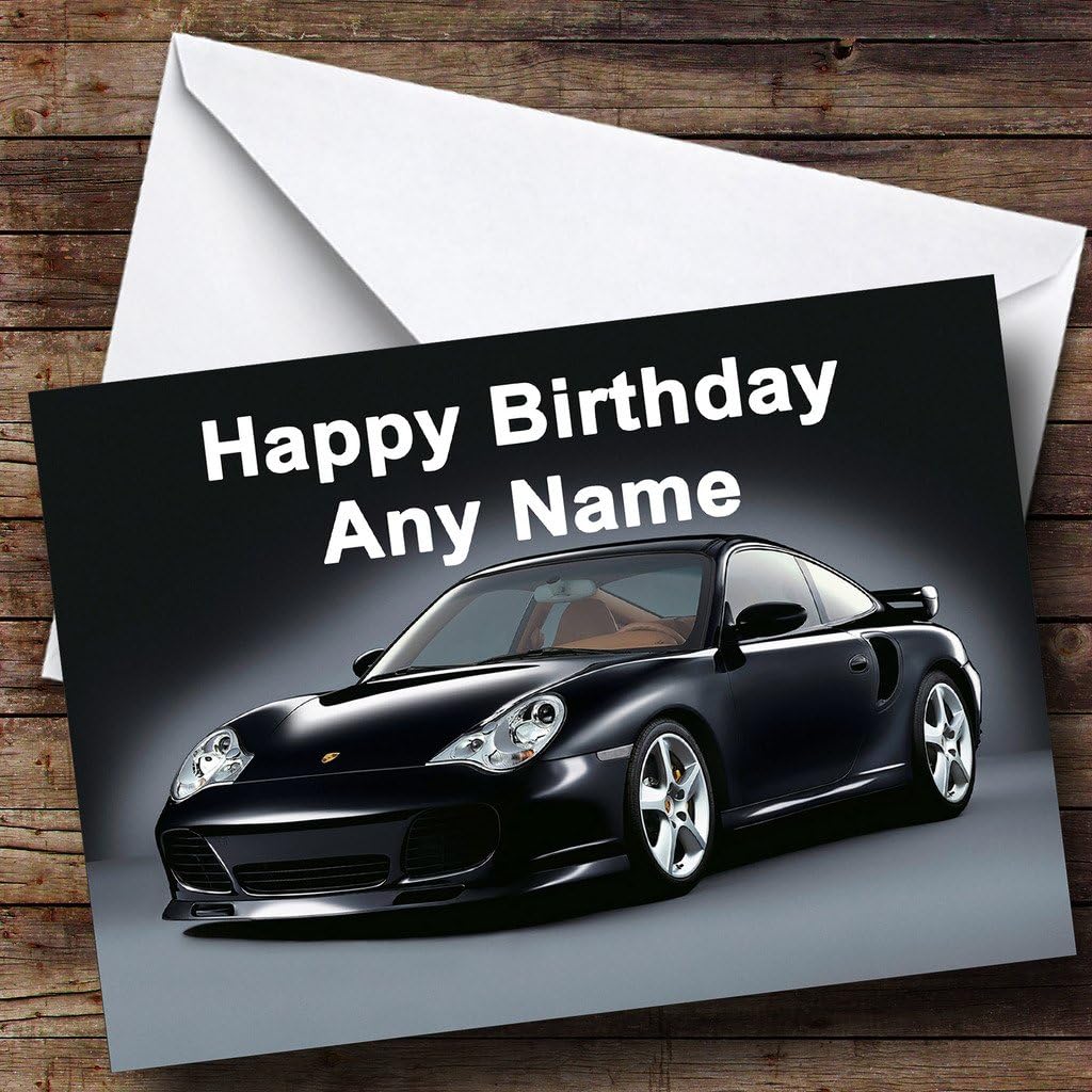 Personalised Porsche Black Birthday Card