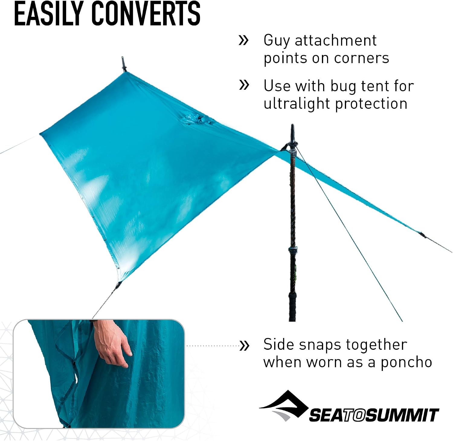 Sea to Summit, Ultra-Sil Nano Tarp Poncho, Ultra-Lightweight & Waterproof Rain Gear, With Hood, Fits A Large Backpack - Image 5