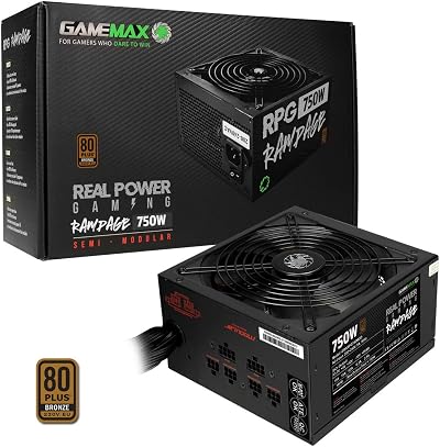 GameMax Rampage 750W Power Supply Semi-Modular APFC 80 Plus Bronze