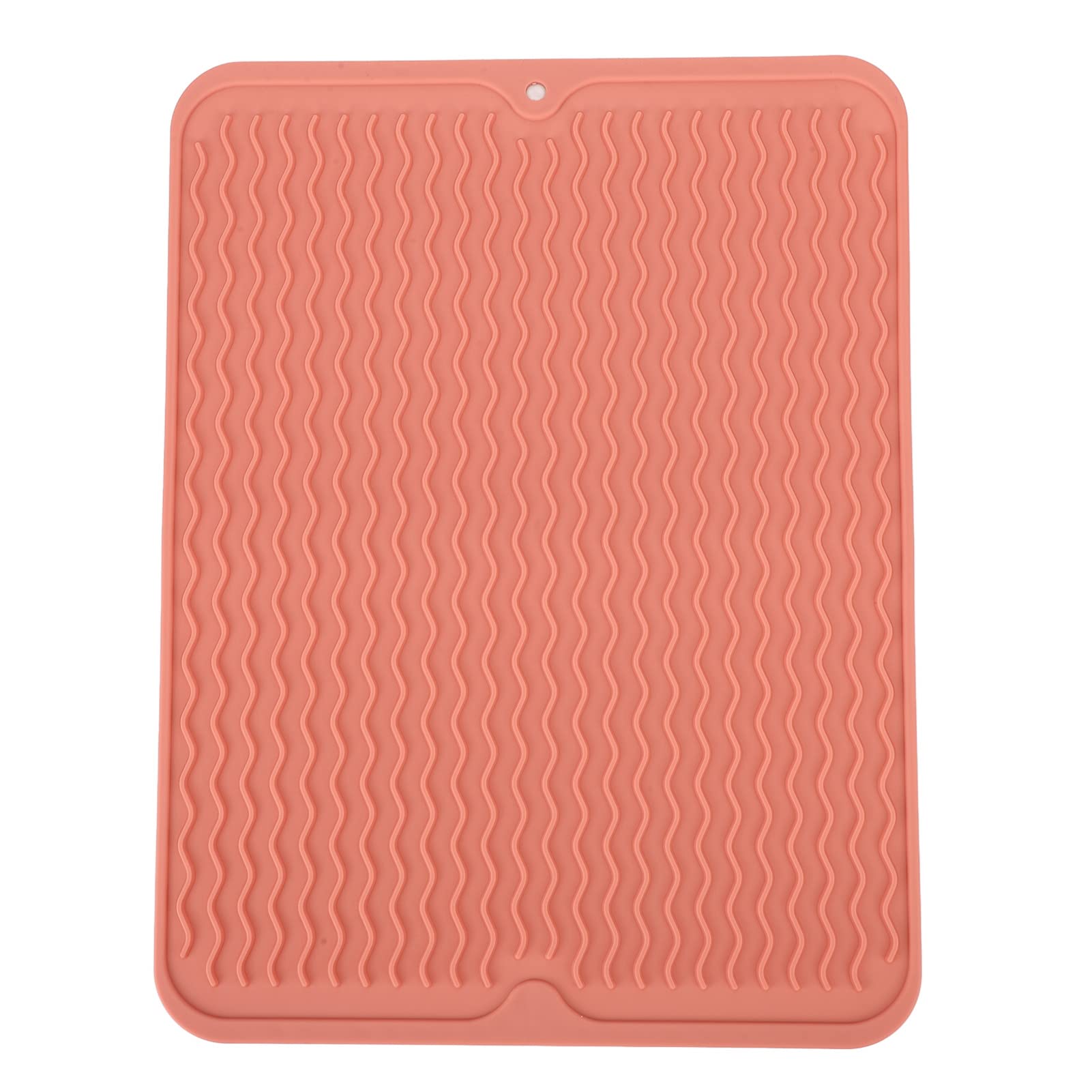 Dish Drying Mat, Kitchen Counter Dish Drying Mat Squares Spoon Holder Drain Pad Kitchen Counter Large Eco Friendly Silicone Drying Mat Easy Cleans Heat Resistant Dish Mat for Kitchen(Pink)