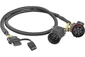 Oyviny Plug & Play USCAR 7 Pin to 4 Pin Trailer Wiring Harness Universal for LED Tailgate Light Bars, Pure Copper USCAR to 4 Flat Trailer Extension Wiring Adapter for Trailers, Trucks, Pickups