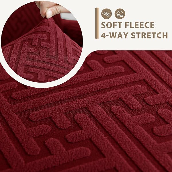 ROFASVCO SECTIONAL COUCH COVERS L SHAPE SOFA COVER 1-PIECE STRETCH CORNER COUCH COVERS NON SLIP WASHABLE SOFA SLIPCOVERS CHRISTMAS FURNITURE PROTECTOR FOR DOGS PET (X-LARGE, WINE RED)