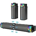 Gaming Speakers for PC, Computer Speakers for Desktop Monitor with Bluetooth, 2 in 1 Computer Speaker Soundbar, Can Be Split and Combined Freely