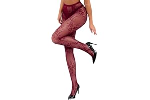SwiiDuu Women's Floral Lace Stockings Sexy Patterned Fishnet Tights High Waist Leggings Pantyhose
