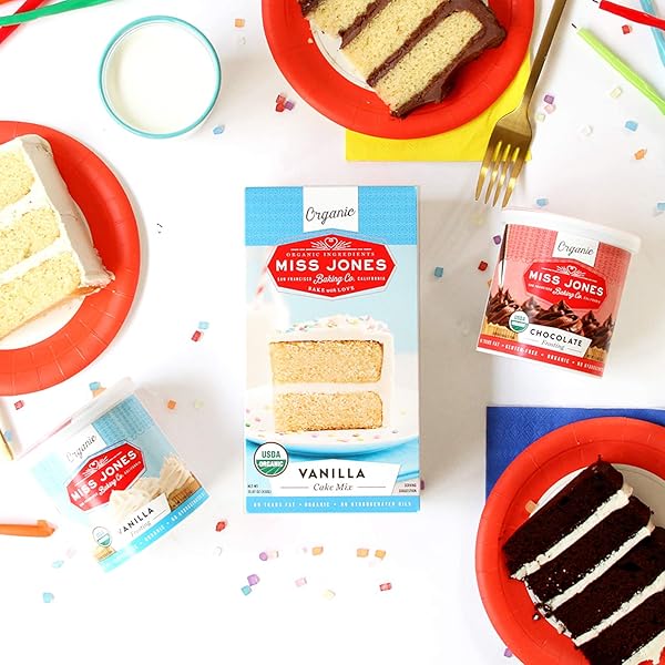 MISS JONES BAKING ORGANIC YELLOW CAKE AND CUPCAKE MIX, NON-GMO, VEGAN-FRIENDLY, MOIST AND FLUFFY: VANILLA (PACK OF 1)