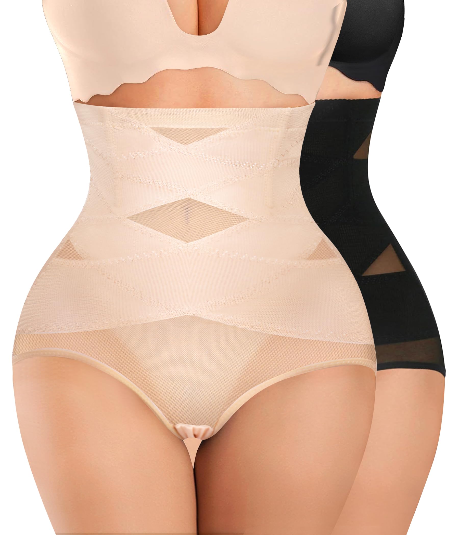 Photo 1 of Nebility Womens' Tummy Control High Waist Trainer Body Shaper (US, Alpha, Large, Regular, Regular, Black/Beige 2pk)