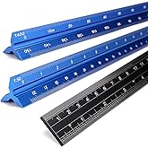 BTSKY 3 PCS 12"/30CM Aluminum Metric Architect Scale Ruler with Standard Metric & Imperial Conversion Ruler, Aluminum Triangu
