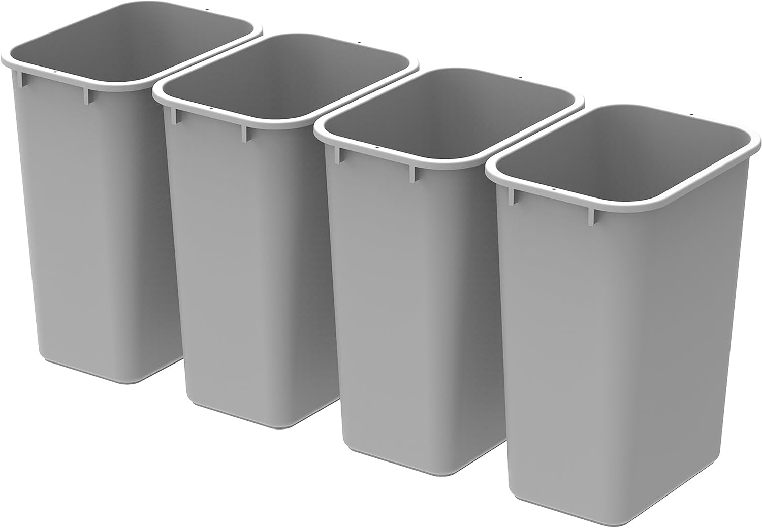 Storex Large/Tall Waste Basket, 15.5 x 11 x 20.75 Inches, Gray, Case of