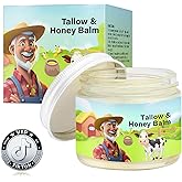 Kionlus Handmade Tallow Honey Balm for Face Formula with Grass Fed Beef Tallow & Raw Honey Deeply Nourishing Hydrating Moisturizer with Beef Tallow for Skin (Unscented)