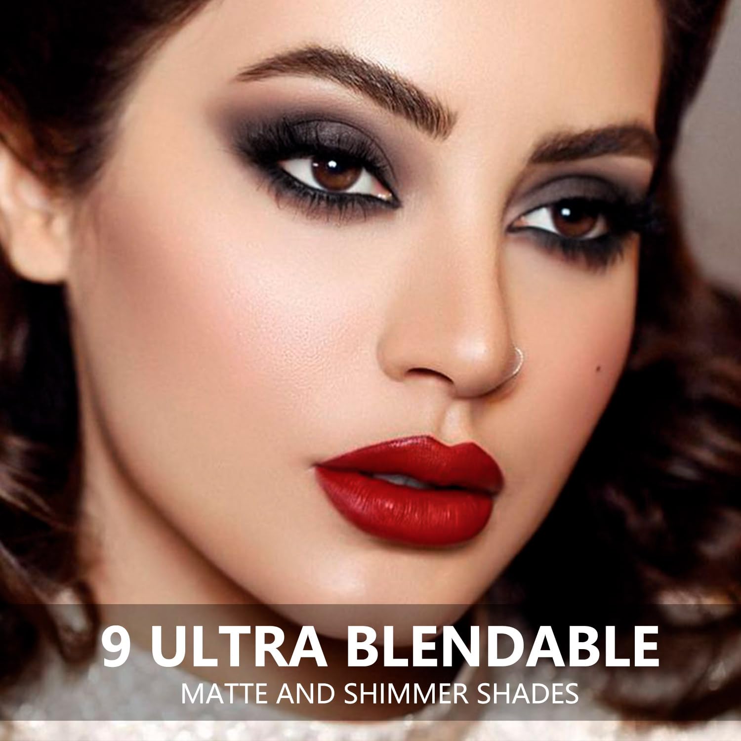 MAKI YIKA Black Grey Smokey Eyeshadow Palette, Matte Black White Gray Silver Smoky Eye Shadow, 9 Colors Black Eyeshadow Long Lasting Eye Makeup For Goth Look