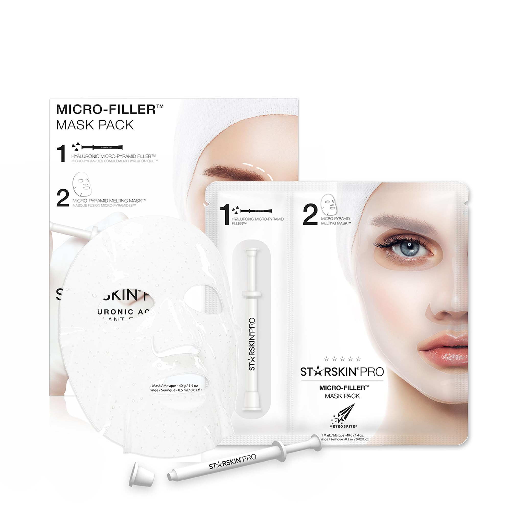 STARSKIN 2 Step Micro-Filler Face Mask, Anti-Aging Treatment with Hyaluronic Acid Micro-Pyramid & Bio-Cellulose Face Mask, Fine Line Smoothing, Wrinkle Treatment & Skin Renewal