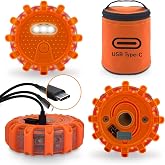 Ecoangel USB-C Rechargeable LED Road Flares Emergency Lights-Large Capacity (Lithium Battery) 3 in 1 Cable Roadside Warning C