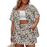 CARCOS Women's Plus Size 2 Piece Sets Summer Top and Shorts Set Short Sleeve Vacation Casual Tracksuit Outfit XL-5XL