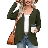 Anymiss Womens Cropped Cardigans Lightweight Waffle Knit Jackets Open Front Tops M-3XL