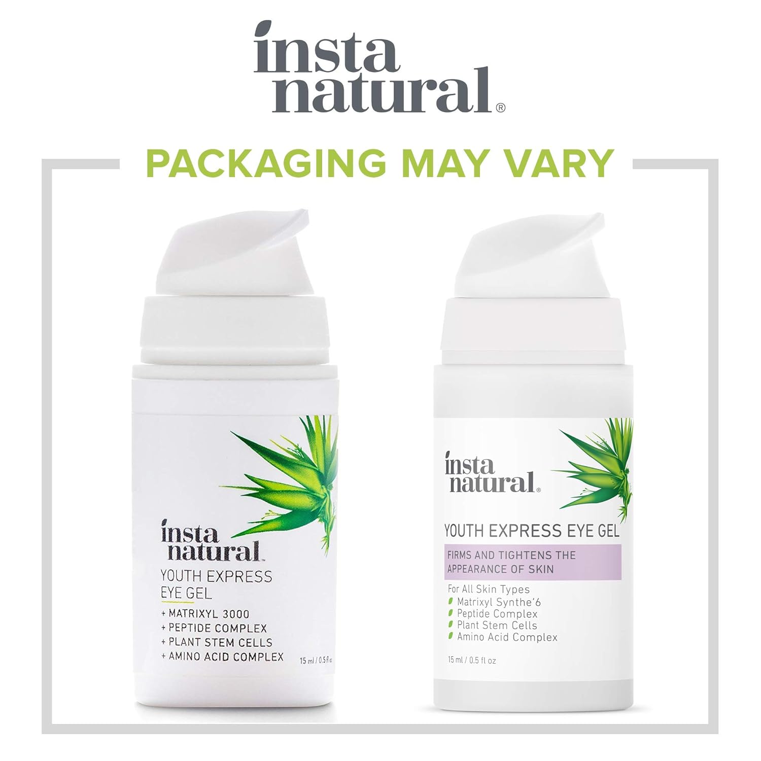 Eye Gel Cream - Wrinkle, Dark Circle, Fine Line & Redness Reducer - Pure & Organic Anti Aging Blend for Men & Women with Hyaluronic Acid - Fight Bags & Lift Skin - InstaNatural - 0.5 oz Travel Size: Beauty