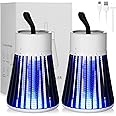 Kittmip 2 Pcs Electric Bug Zapper Bulk Rechargeable Mosquito Killer Fly Zapper Mosquito Trap Outdoor Portable Mosquito Lamp with USB and Hanging Loop for Home Camp Insect, Up to 6 Hours of Battery
