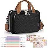 Heouvo Bible Cover Case for Women, Large Bible Bag Carrying Case with Shoulder Strap, Bible Study Supplies Bible Journaling Kit Book Carrying Case with Bible Highlighters Tabs Gift for Lady (Black)