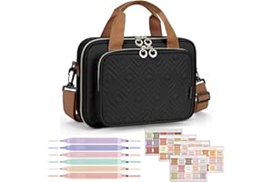 Heouvo Bible Cover Case for Women, Large Bible Bag Carrying Case with Shoulder Strap, Bible Study Supplies Bible Journaling Kit Book Carrying Case with Bible Highlighters Tabs Gift for Lady (Black)