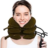 Cervical Neck Traction Device for Neck Pain Relief, Adjustable Inflatable Neck Stretcher Neck Brace, Neck Traction Pillow for Use Neck Decompression and Neck Tension Relief (Brown)