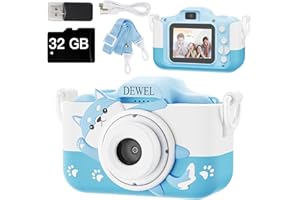 DEWEL Kids Camera, Toy Camera, Toddler Camera, 1080P HD Selfie Digital Video Camera for Boys/Girls, Mini Toddler Camcorder with 32G SD Card, Ideal Christmas Birthday Gift for Childrens Age 3-9(Blue)…
