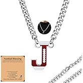 QINJIEJIE Football Necklace Initial A-Z Letter Necklace for Men 22in Stainless Steel Chain Pendant Charm with Sport Accessories Jewelry Personalized Football Gifts for Men Players
