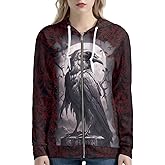 Irisjudy Color Stripes Zip up Hoodies for Women, Monet Art Sport Sweatshirt Women Ladies Hooded Tops for Spring Fall