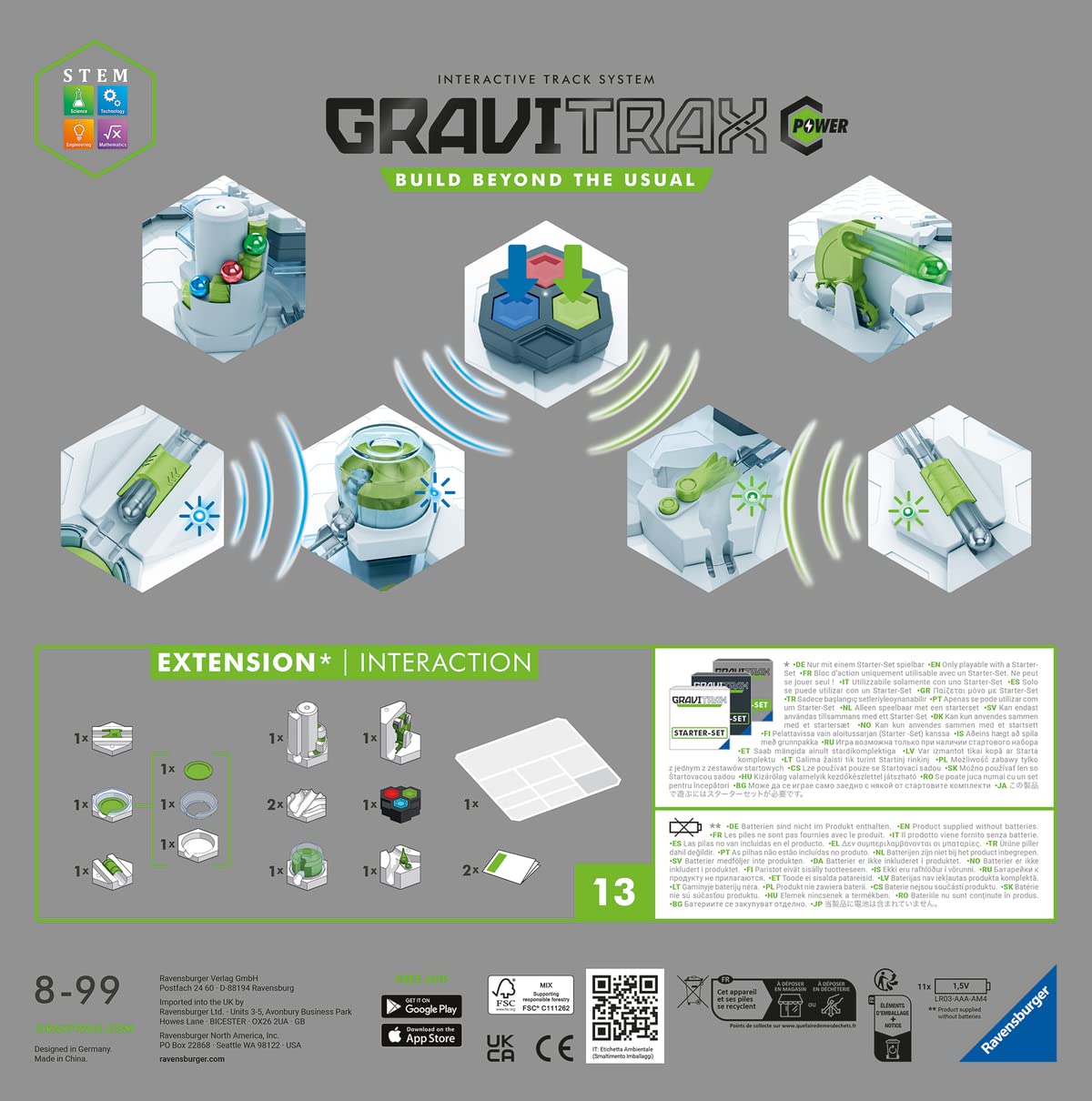 Ravensburger GraviTrax Power Extension Interaction | STEM and Construction Toy | Marble Run and Maze Game | Interactive Track System | Kids Age 8 and Up