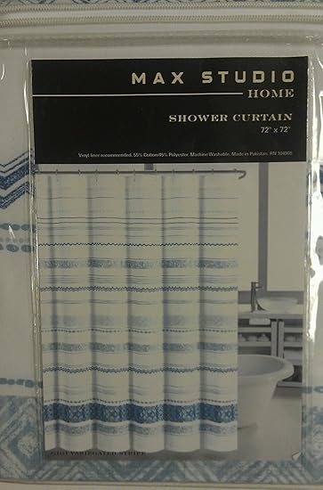Amazon Com Max Studio Shower Curtain Gigi Variegated Stripe Blue